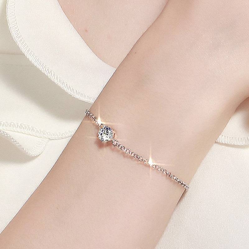 Louily Moissanite Classic 6 Prongs Round Cut Bracelet - louilyjewelry
