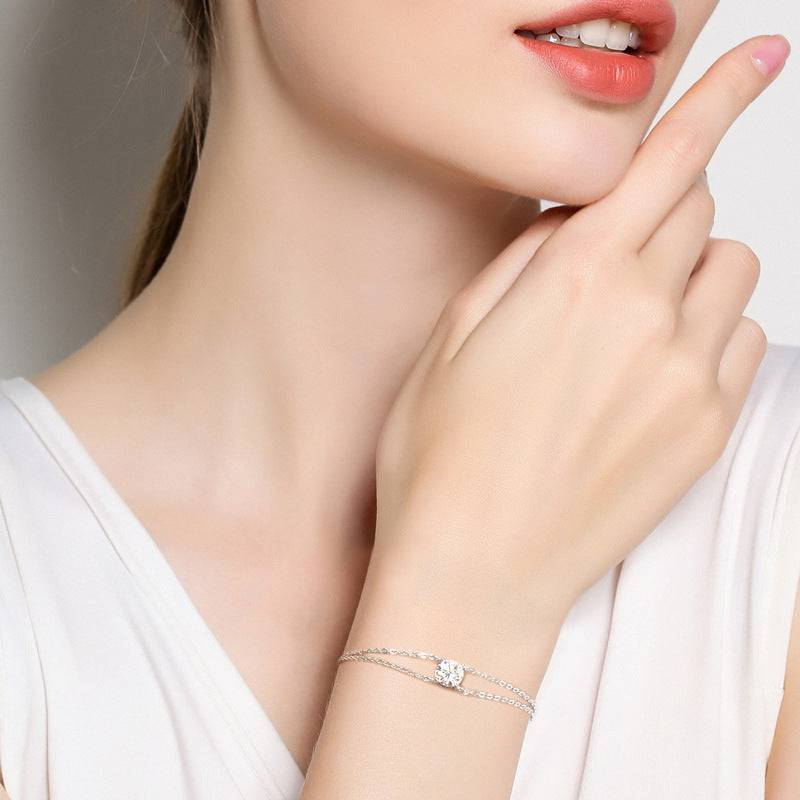 Louily Moissanite Excellent 4 Prongs Round Cut Bracelet - louilyjewelry