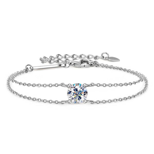 Louily Moissanite Excellent 4 Prongs Round Cut Bracelet