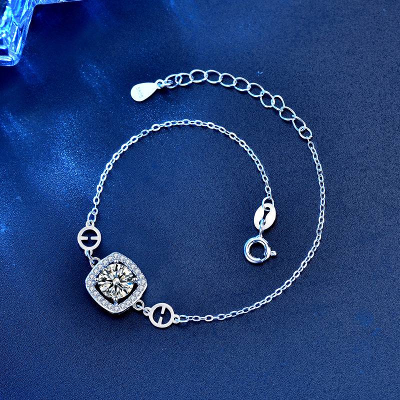 Louily Moissanite Fashion Design Halo Round Cut Bracelet - louilyjewelry
