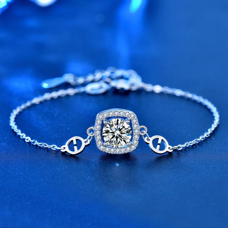 Louily Moissanite Fashion Design Halo Round Cut Bracelet - louilyjewelry