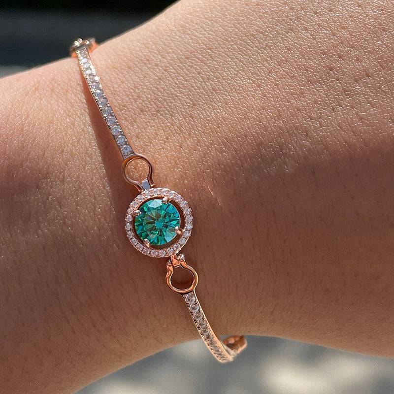 Louily Romantic Rose Gold Round Cut Paraiba Tourmaline Bracelet In Sterling Silver - louilyjewelry