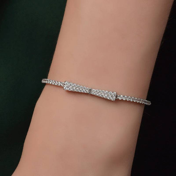 Louily Elegant Bow Design Bracelet For Women In Sterling Silver
