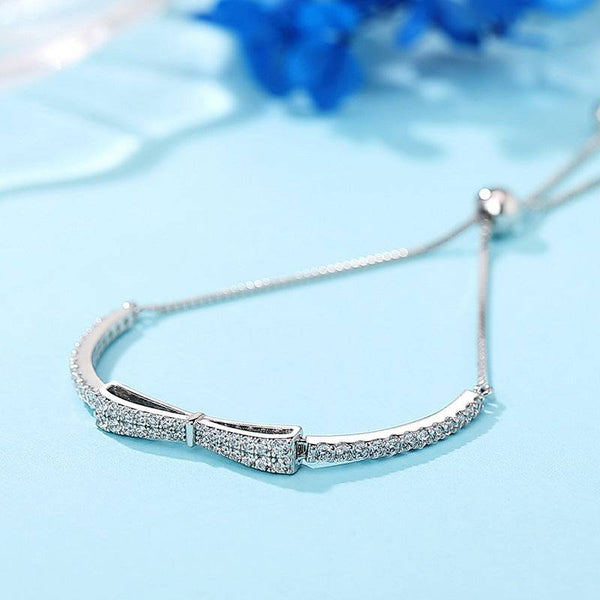 Louily Elegant Bow Design Bracelet For Women In Sterling Silver