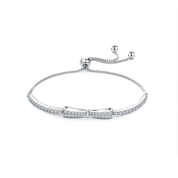 Louily Elegant Bow Design Bracelet For Women In Sterling Silver