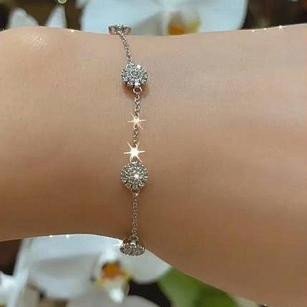 Louily Elegant Flower Design Bracelet For Women In Sterling Silver