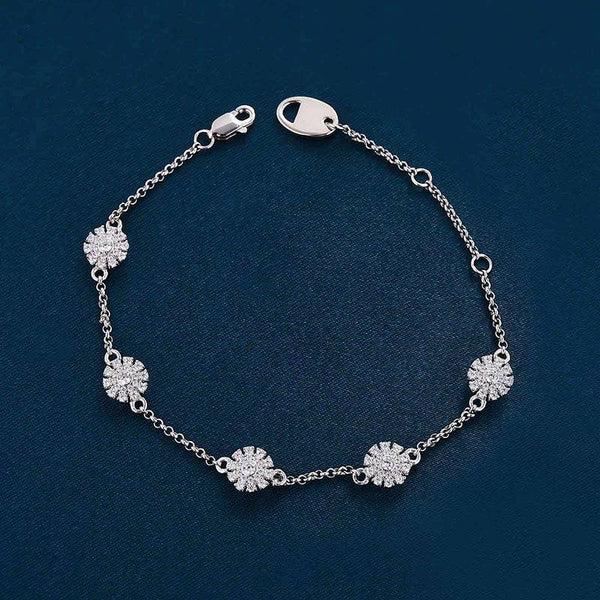 Louily Elegant Flower Design Bracelet For Women In Sterling Silver