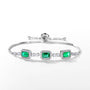 Louily Luxury Emerald Cut Emerald Green Bracelet for Women In Sterling Silver - louilyjewelry