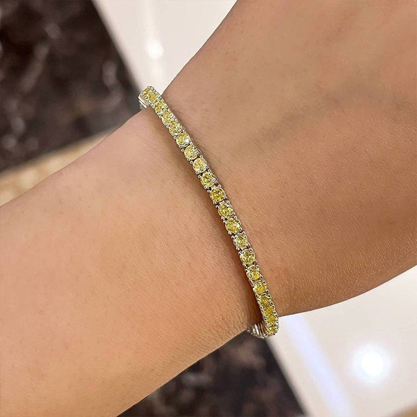 Louily Stunning Round Cut Yellow Sapphire Tennis Bracelet For Women