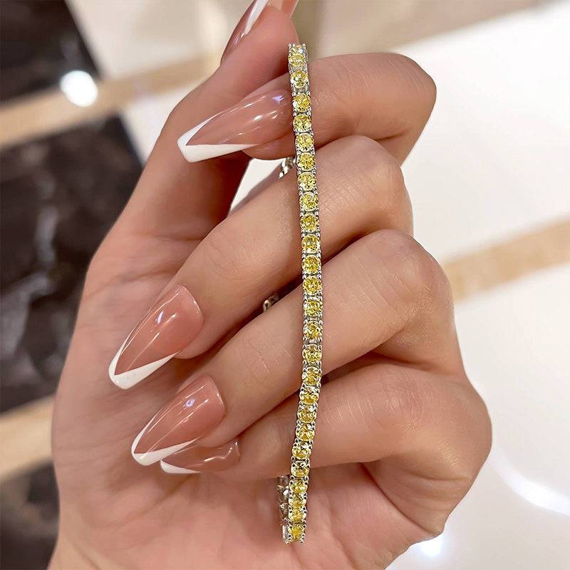 Louily Stunning Round Cut Yellow Sapphire Tennis Bracelet For Women - louilyjewelry