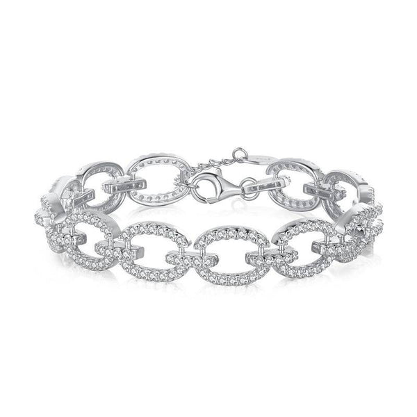 Louily Fashion Design Round Cut Bracelet For Women  In Sterling Silver