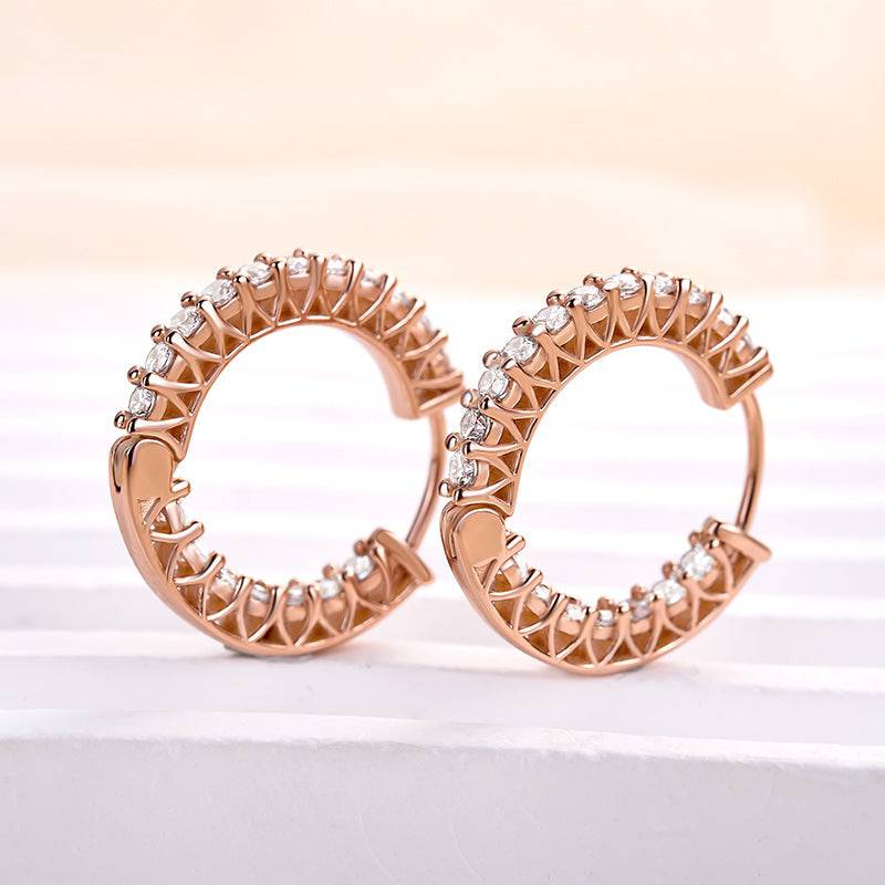 Louily Rose Gold Classic Hoop Earrings In Sterling Silver - louilyjewelry