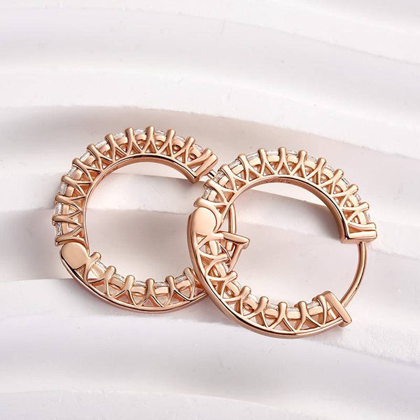 Louily Rose Gold Classic Hoop Earrings In Sterling Silver