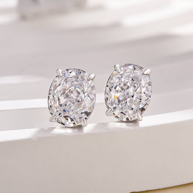 Louily Stunning Classic Oval Cut Simulated Diamond Stud Earrings In Sterling Silver - louilyjewelry