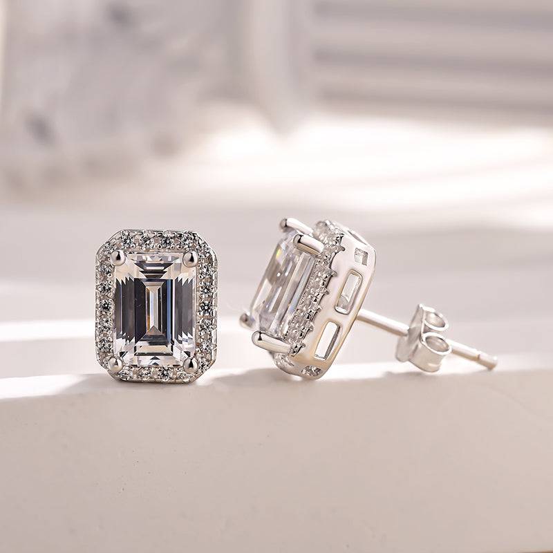 3.0 Carat Halo Sparkle Women's Stud Earrings In Sterling Silver - louilyjewelry