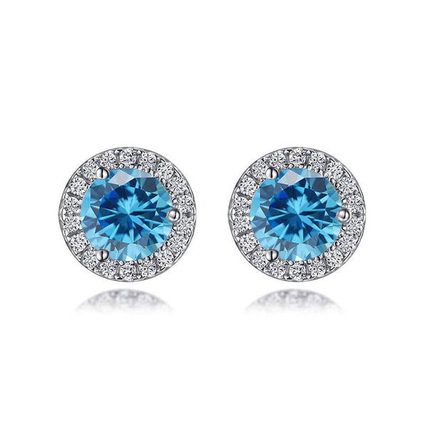 Louily Birthstone Stud Earrings In Sterling Silver