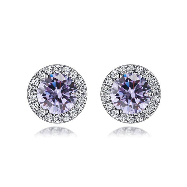 Louily Birthstone Stud Earrings In Sterling Silver