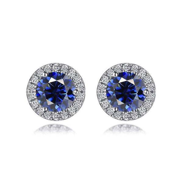 Louily Birthstone Stud Earrings In Sterling Silver