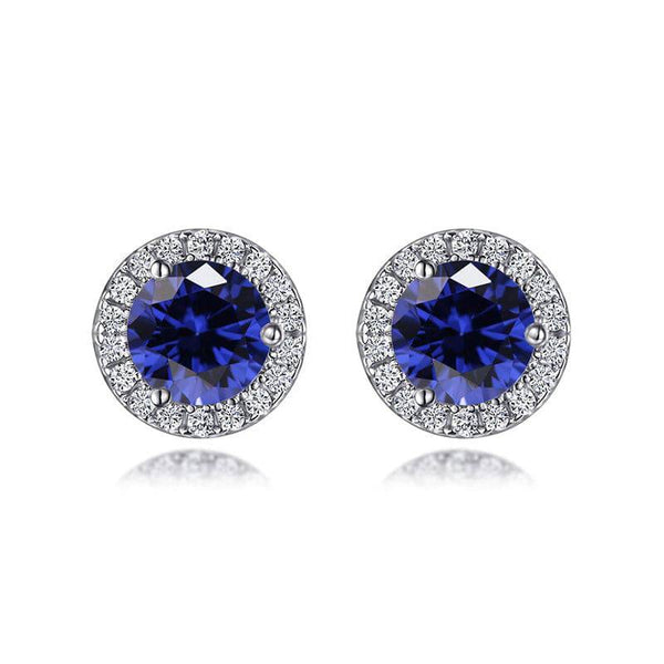 Louily Birthstone Stud Earrings In Sterling Silver