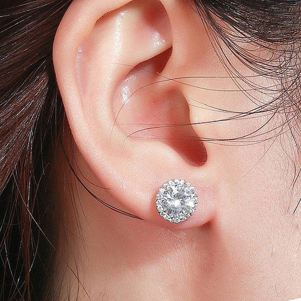 Louily Birthstone Stud Earrings In Sterling Silver