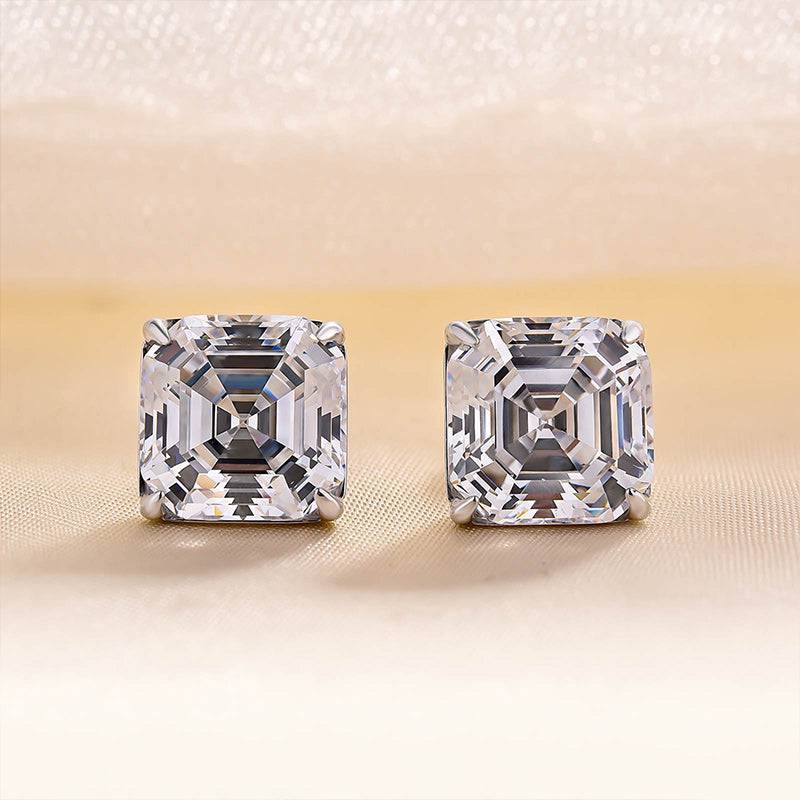 Louily Classic Asscher Cut Women's Stud Earrings In Sterling Silver - louilyjewelry