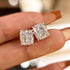 Cushion cut sterling silver stud earrings hand view