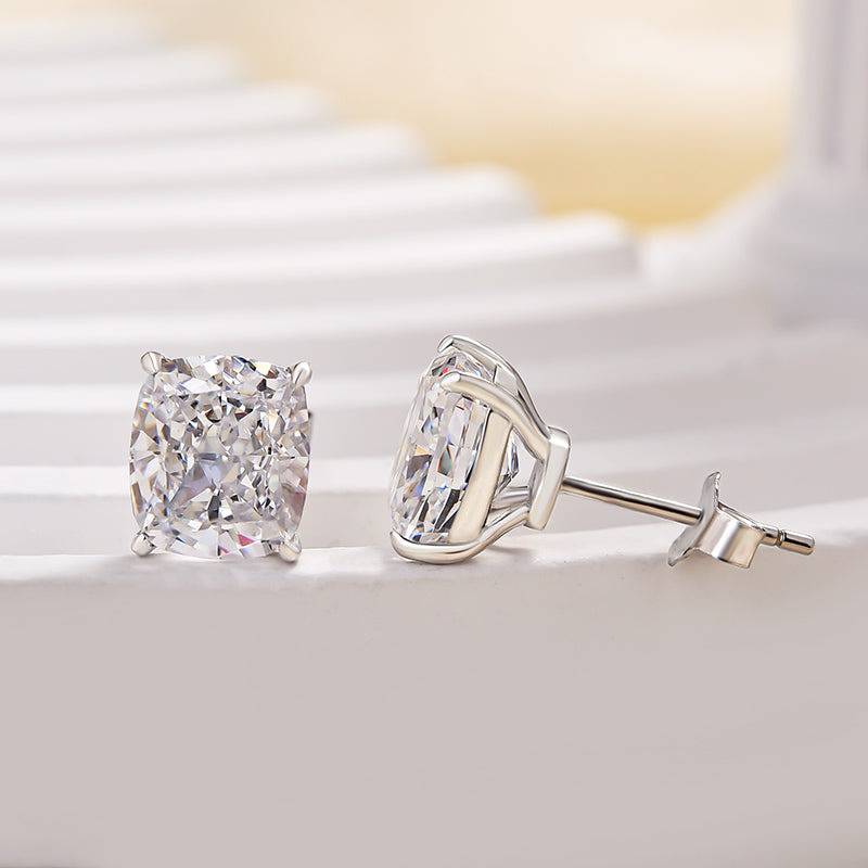2.0Ct Classic Cushion Cut Women's Stud Earrings In Sterling Silver - louilyjewelry