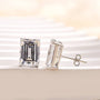 Louily Classic Emerald Cut Women's Stud Earrings In Sterling Silver - louilyjewelry