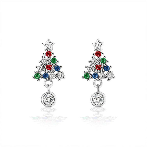 Louily Colorful Moissanite Christmas Tree Stud Earrings