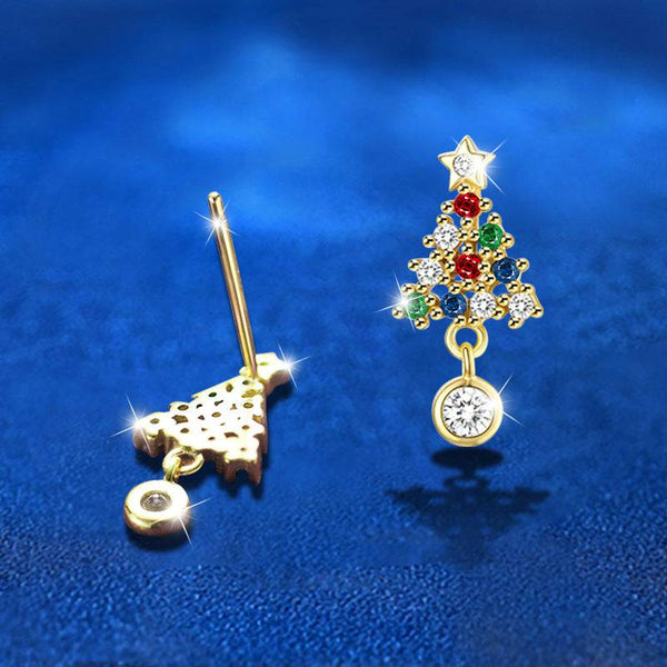 Louily Colorful Moissanite Christmas Tree Stud Earrings