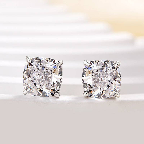 Louily Cushion Cut Sterling Silver Women's Stud Earrings