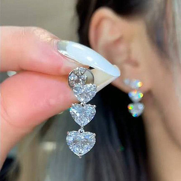 Louily Elegant Heart Cut Women's Stud Earrings In Sterling Silver