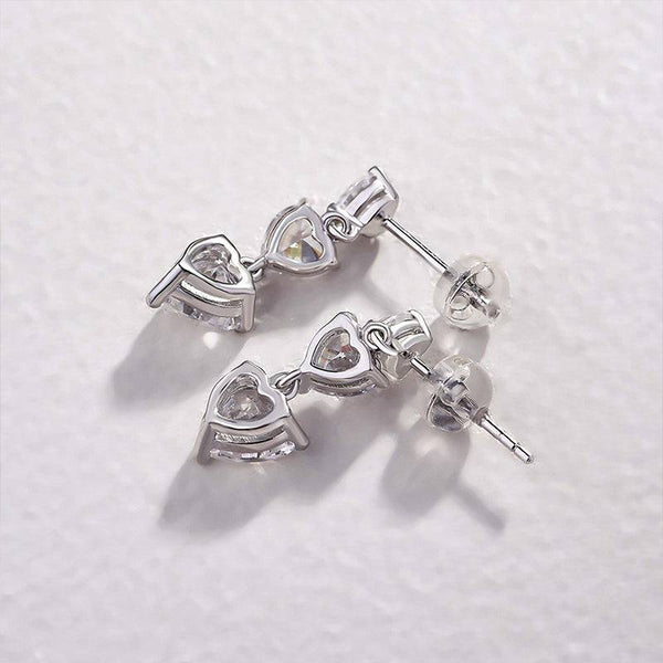 Louily Elegant Heart Cut Women's Stud Earrings In Sterling Silver