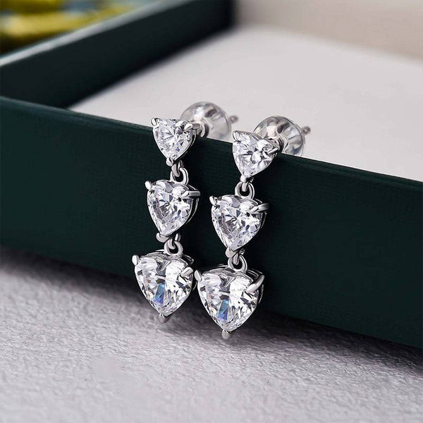 Louily Elegant Heart Cut Women's Stud Earrings In Sterling Silver