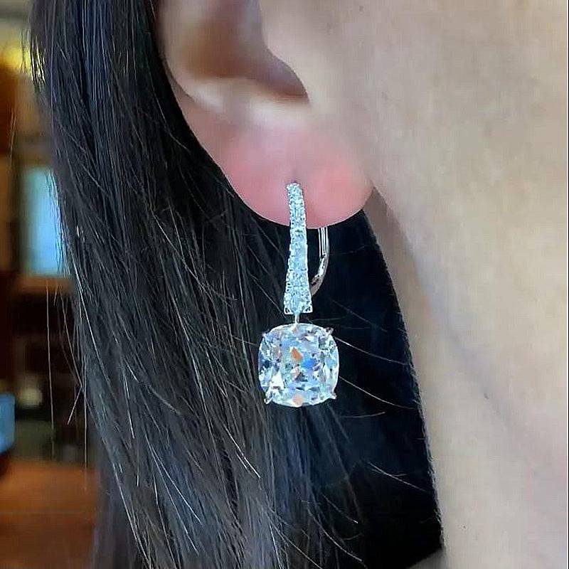 Louily Exquisite Cushion Cut Women's Earrings In Sterling Silver - louilyjewelry