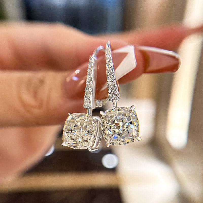 Louily Exquisite Cushion Cut Women's Earrings In Sterling Silver - louilyjewelry