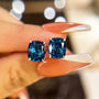 Louily Lovely Cushion Cut Montana Blue Sapphire Earrings - louilyjewelry