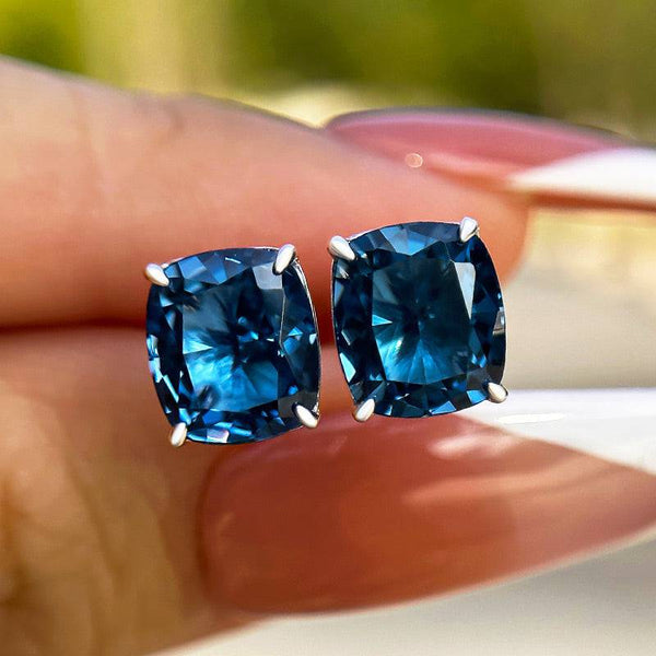 Louily Lovely Cushion Cut Montana Blue Sapphire Earrings