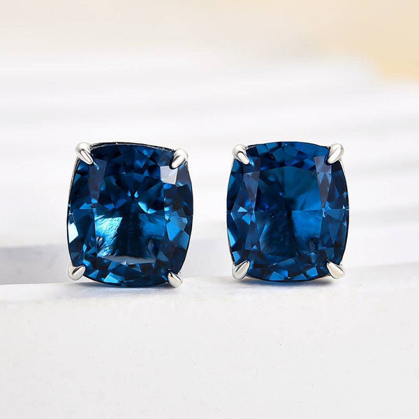 Louily Lovely Cushion Cut Montana Blue Sapphire Earrings