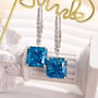 Louily Luxury Radiant Cut Blue Sapphire Women's Earrings In Sterling Silver - louilyjewelry