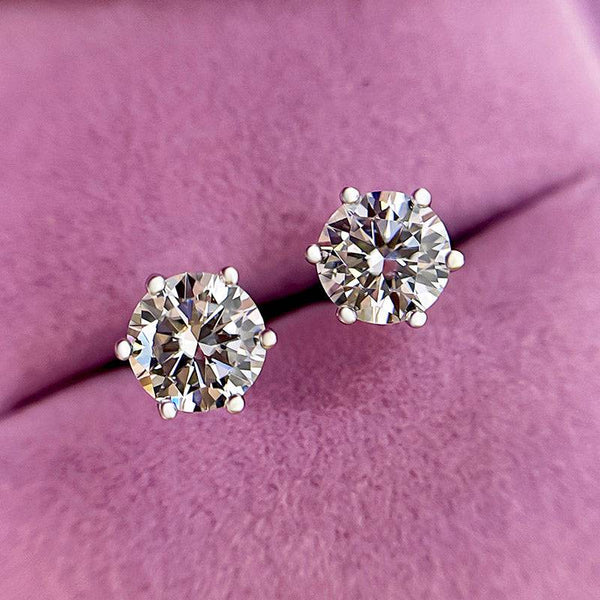 Louily Moissanite 2.0 Carat Round Cut Stud Earrings