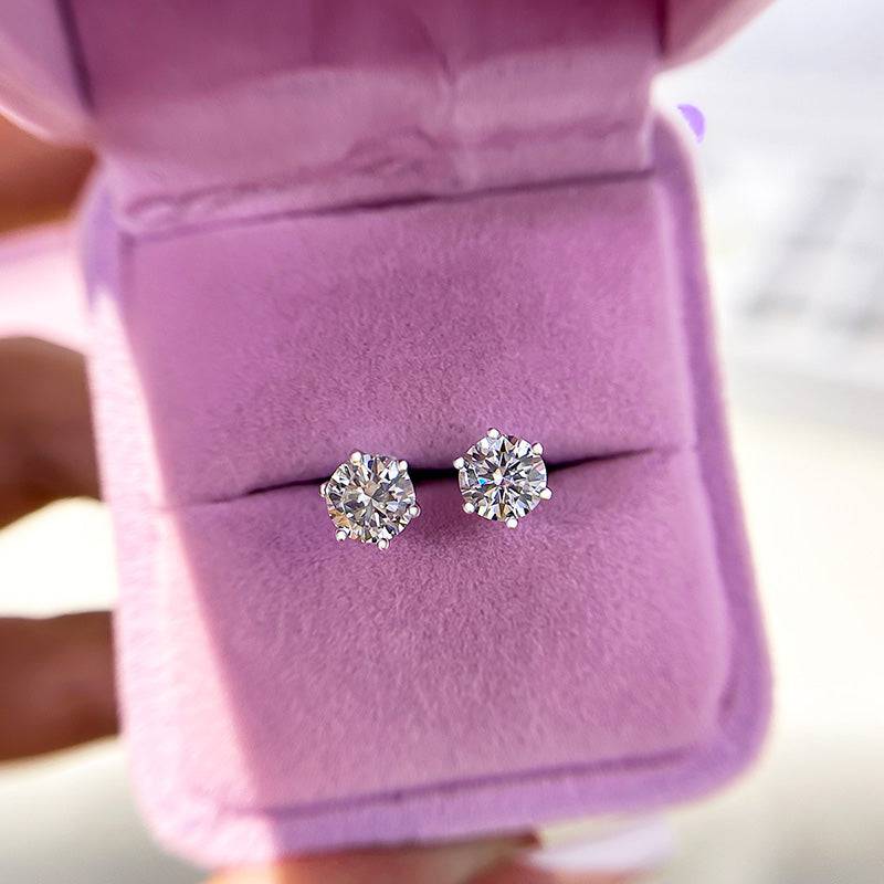 Louily Moissanite 2.0 Carat Round Cut Stud Earrings - louilyjewelry