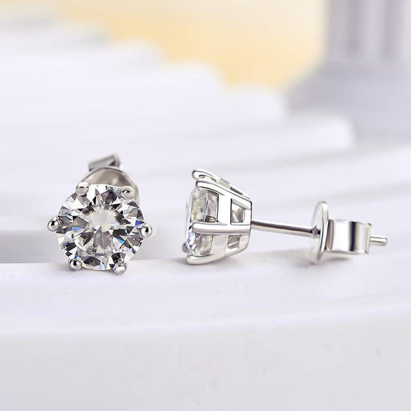 Louily Moissanite 2.0 Carat Round Cut Stud Earrings