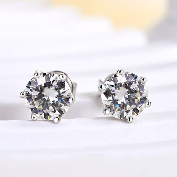 Louily Moissanite 2.0 Carat Round Cut Stud Earrings