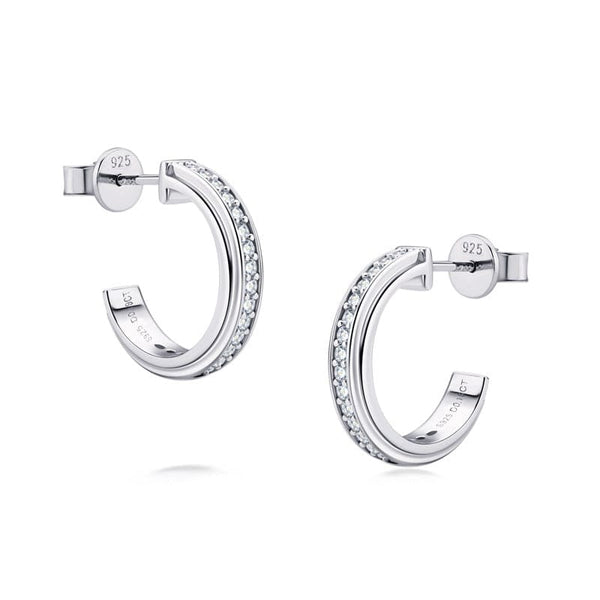 Louily Moissanite Classic Round Cut Curved Stud Earrings