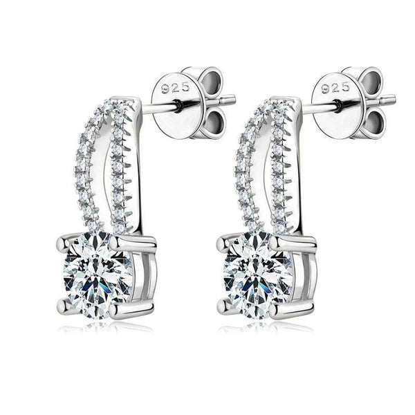 Louily Moissanite Round Cut Stud Earrings