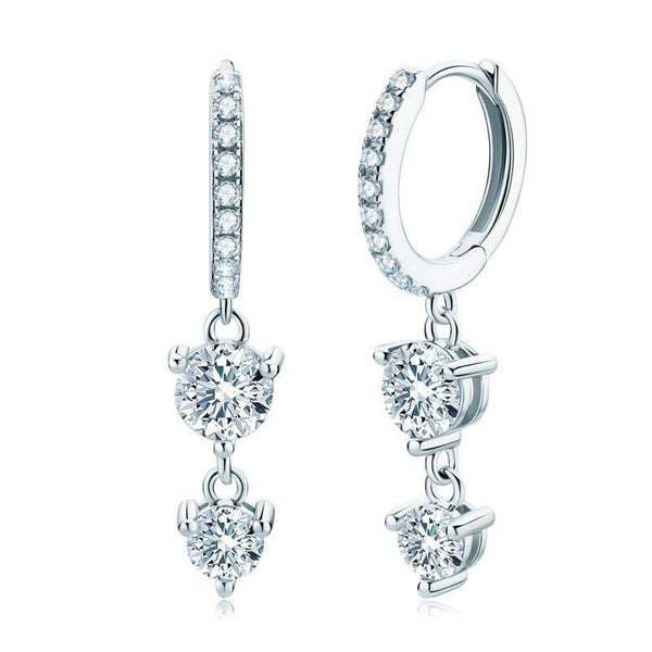 Louily Moissanite Tassel Round Cut Earrings