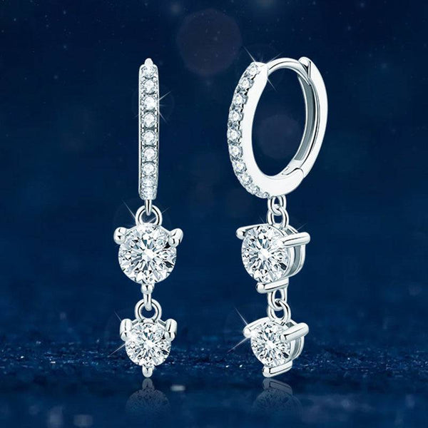 Louily Moissanite Tassel Round Cut Earrings