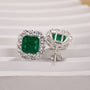 Louily Princess Cut Emerald Green Diamond Stud Earring In Sterling Silver - louilyjewelry