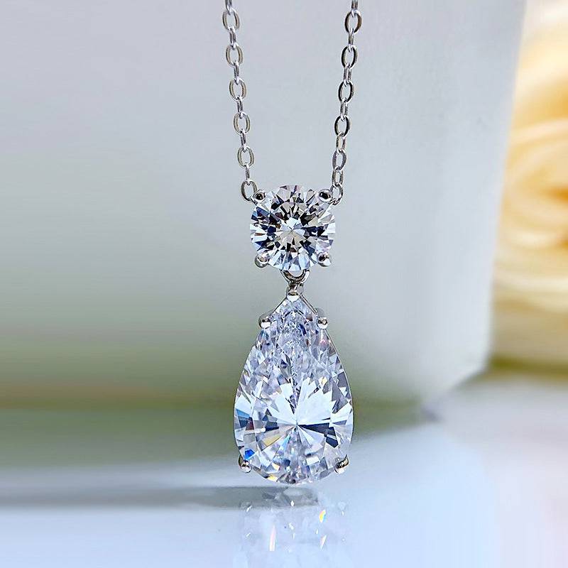 Louily Sparkle Pear Cut Women's Necklace In Sterling Silver - louilyjewelry